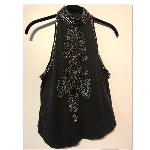 Black, beaded, sequin Urban Outfitters tank - Picture 2 of 5